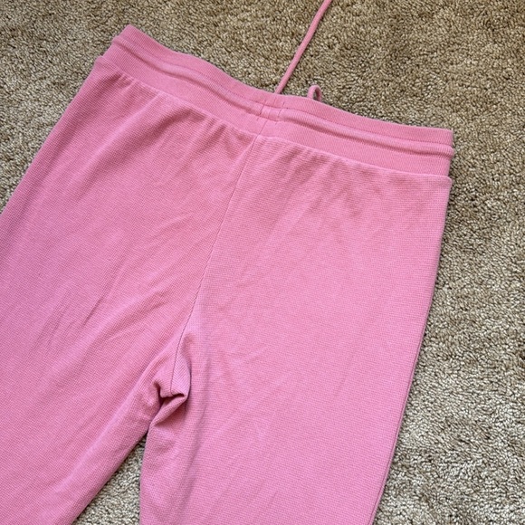 Aritzia Sunday Best Baby Waffle Knit Kick Flare Pink Y2K Lounge Sweat Pants - Picture 9 of 11
